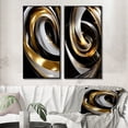 thumbnail image 1 of Designart "Black White Gold Swirl Liquid Dimension III" Abstract Spirals Framed Wall Art Set Of 2 - Transitional Gold Gallery Wall Frame Set For Home Decor, 1 of 6