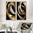 thumbnail image 1 of Designart "Black White Gold Swirl Liquid Dimension III" Abstract Spirals Framed Wall Art Set Of 2 - Transitional Gold Gallery Wall Frame Set For Home Decor, 1 of 6