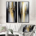 thumbnail image 1 of Designart "Black and Yellow Geometric Abstraction I" Abstract Geometric Framed Wall Art Set Of 2 - Black Geometric Framed Canvas Set For Living Room Decor, 1 of 7