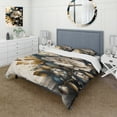 thumbnail image 1 of Designart "Black and Gold Camellias in Bouquet I" Floral & Botanical Bedding Covert Set - Camellia Black Floral Bed Set With 2 Shams, 1 of 6