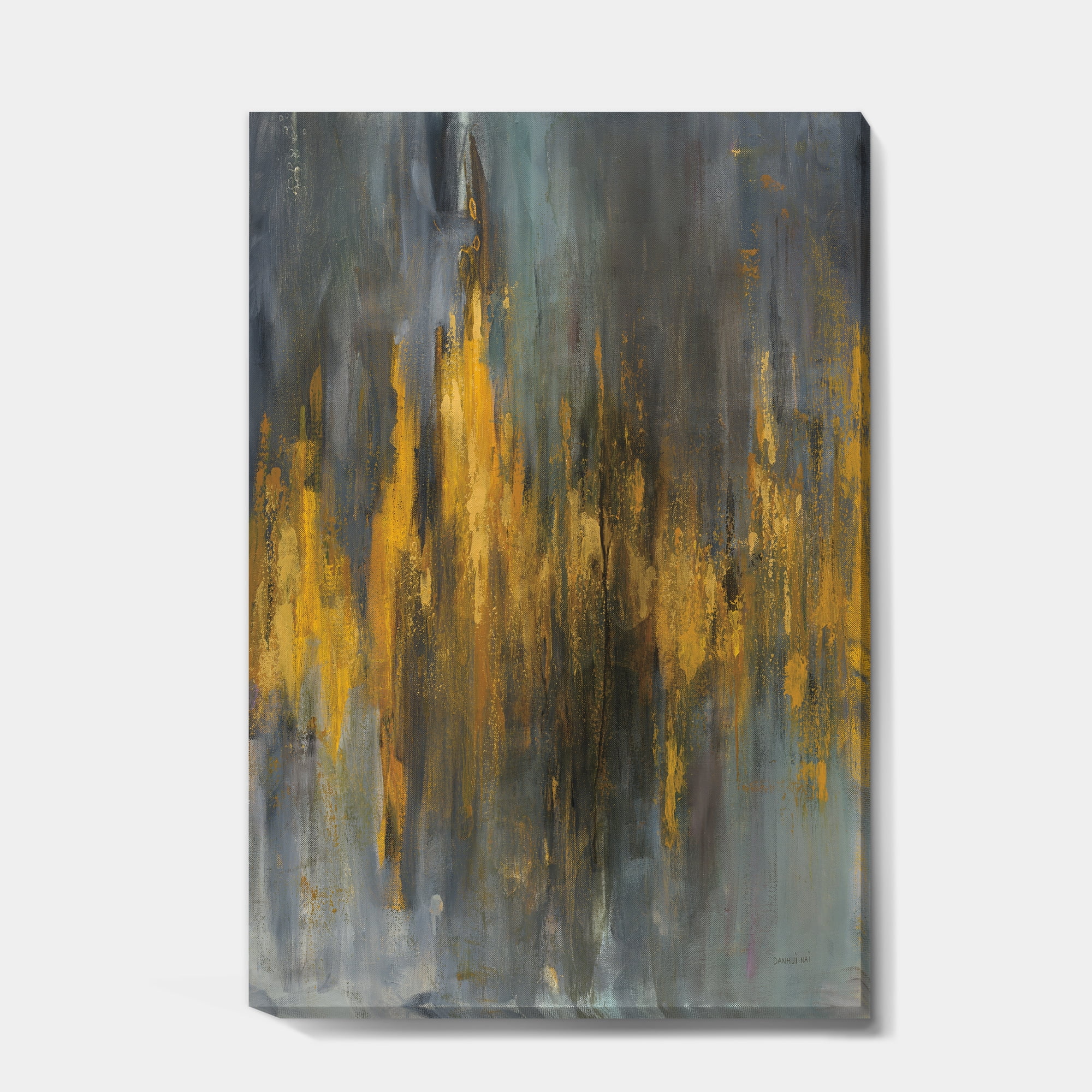 Designart 'Black and Gold Glam Abstract' Modern & Contemporary Canvas Artwork