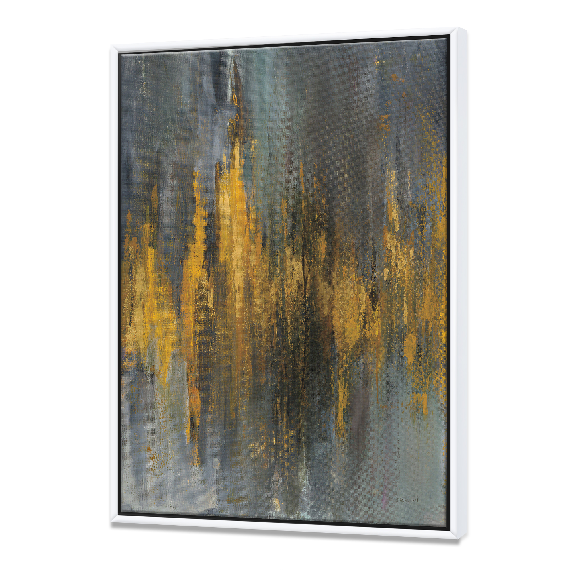 Designart ' Black and Gold Glam Abstract ' Modern & Contemporary Framed Canvas