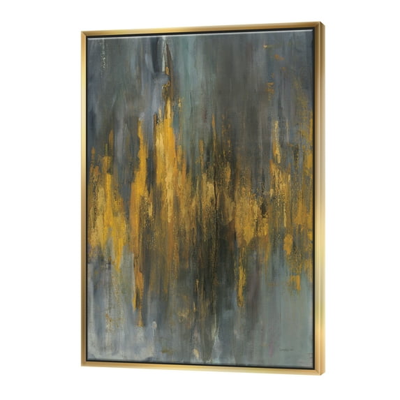 Designart ' Black and Gold Glam Abstract ' Modern & Contemporary Framed Canvas