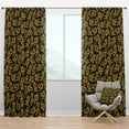 thumbnail image 1 of Designart 'Black and Gold Swirl II' Mid-Century Modern Blackout Curtain Panel, 1 of 4