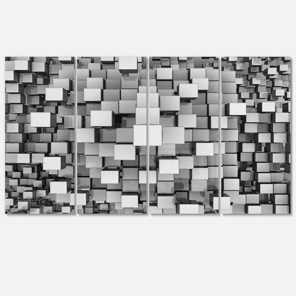 Designart 'Black and Grey Cubes' Metal Wall Art