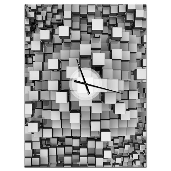Designart 'Black and Grey Cubes' Modern Wall Clock