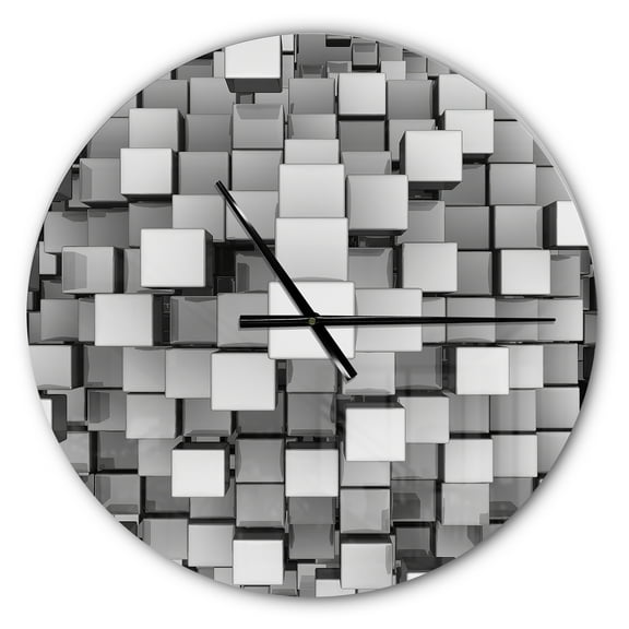 Designart 'Black and Grey Cubes ' Modern wall clock