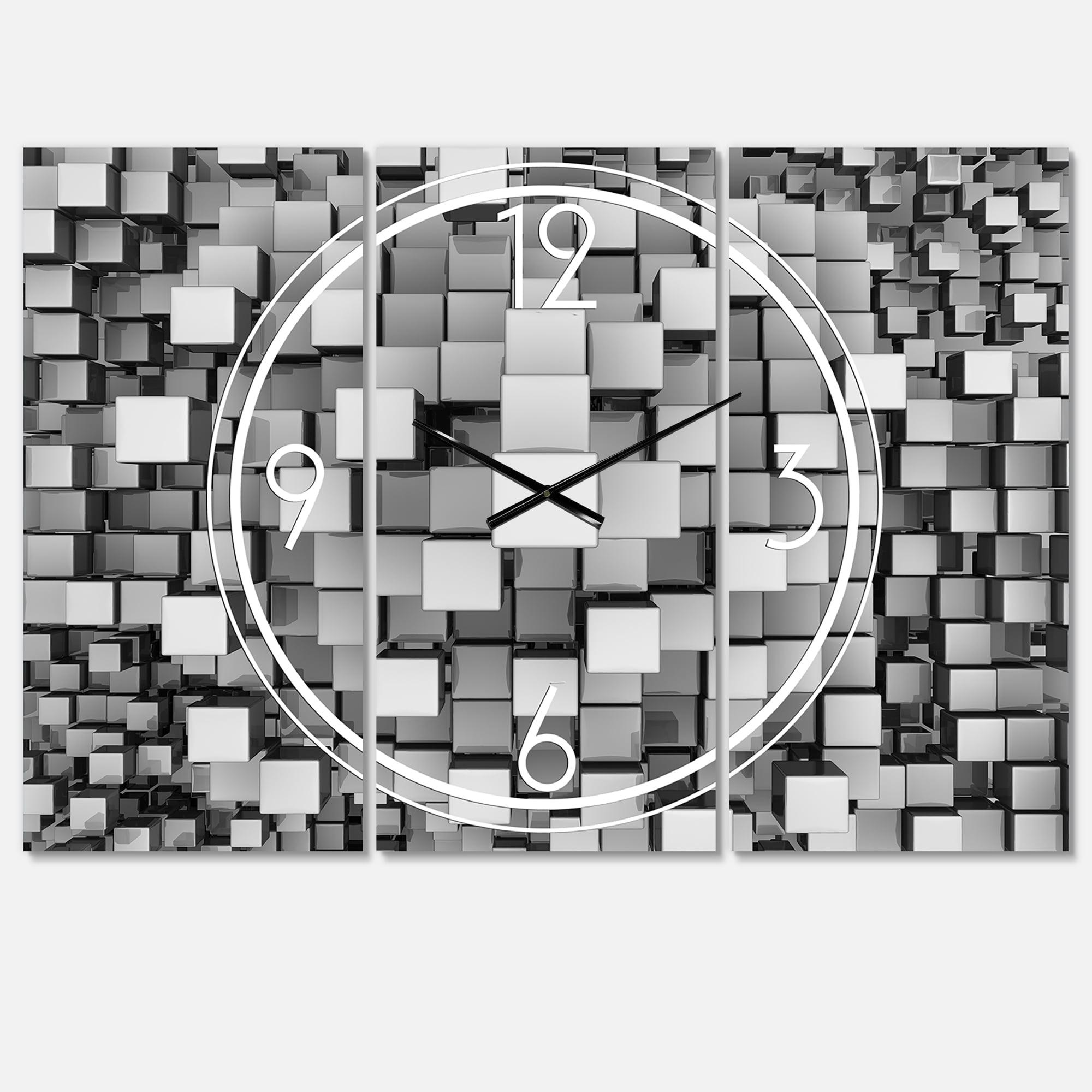 Designart 'Black and Grey Cubes' Modern wall clock