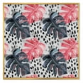 thumbnail image 1 of Designart 'Black and Red Monstera On Rough Brush Strokes I' Tropical Framed Canvas Wall Art Print, 1 of 5
