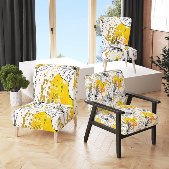 Designart "Black and White Artistic" Upholstered Cabin & Lodge Accent Chair and Arm Chair