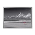 thumbnail image 1 of Designart 'Black and White Coastline Under Cloudy Sky' Lake House Framed Art Print, 1 of 4