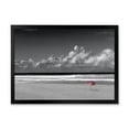 thumbnail image 1 of Designart 'Black and White Coastline Under Cloudy Sky' Lake House Framed Art Print, 1 of 4