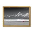 thumbnail image 1 of Designart 'Black and White Coastline Under Cloudy Sky' Lake House Framed Art Print, 1 of 4