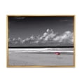 thumbnail image 1 of Designart 'Black and White Coastline Under Cloudy Sky' Lake House Framed Canvas Wall Art Print, 1 of 5