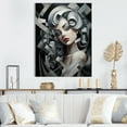 thumbnail image 1 of Designart "Black and White Cubist Woman Portrait III" Fashion Canvas Wall Art - Glam Black Woman Living Room Canvas Art, 1 of 6