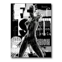 Designart ' Black and White Cyborg Body II ' Modern Canvas Wall Art Print