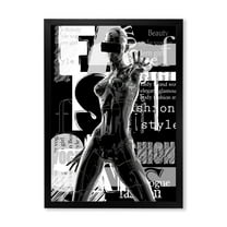 Designart 'Black and White Cyborg Body II' Modern Framed Art Print
