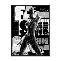 Designart 'Black and White Cyborg Body II' Modern Framed Canvas Wall Art Print