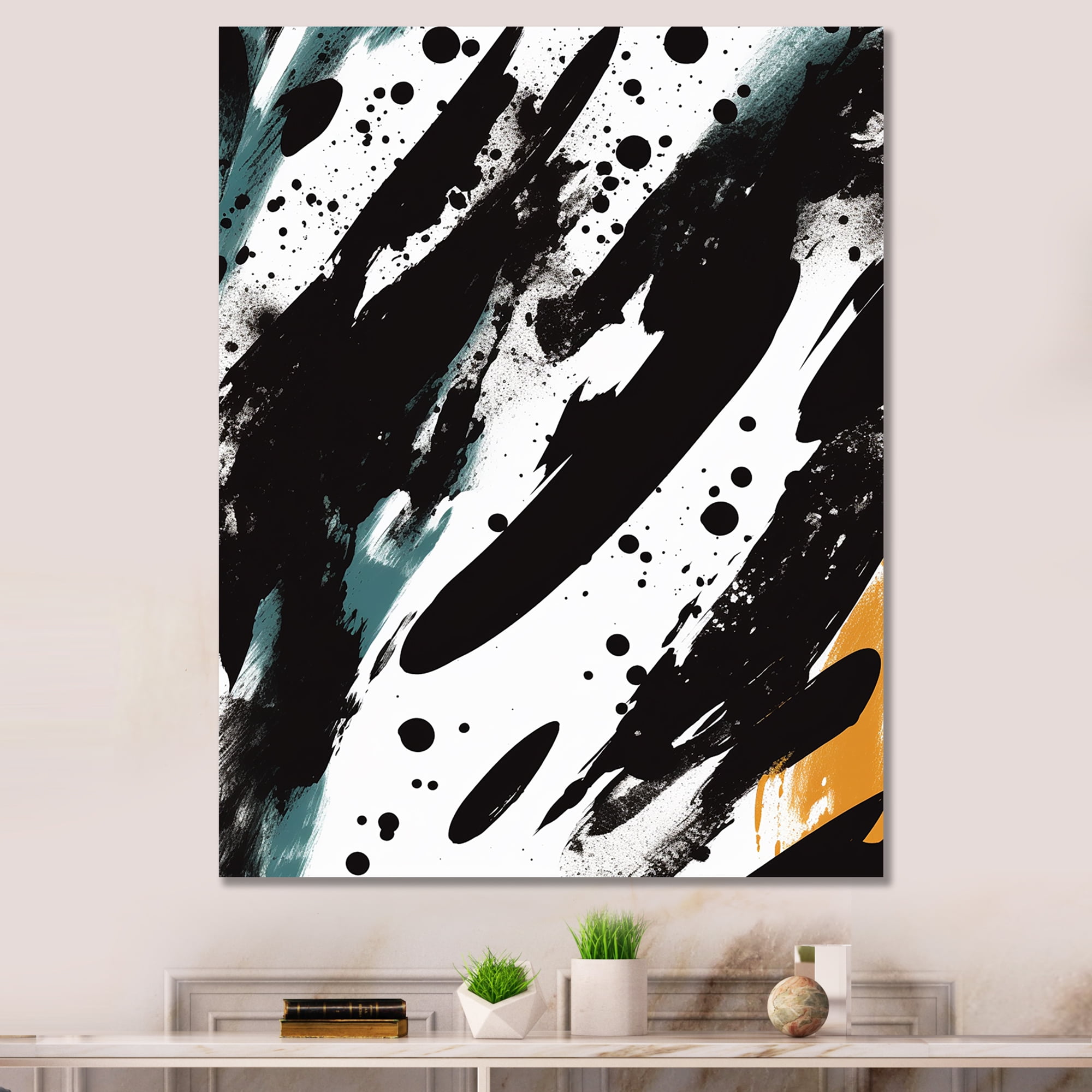 Designart "Black and White Enchanted Abstract Collages" Abstract Canvas