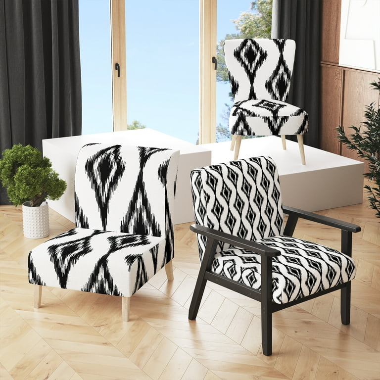 Black and white fabric chair sale