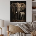 thumbnail image 1 of Designart "Black and White Family of Elephants" Animals Print on Natural Pine Wood, 1 of 5