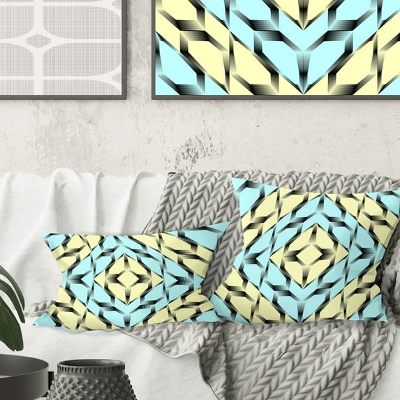 Designart Black and White Fashion Ornament' Mid-Century Modern Throw Pillow - 18x18