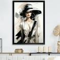 thumbnail image 1 of Designart "Black and White Fashion Runway Model III" Fashion Framed Wall Art - Glam Black Fashion Illustration Entryway Framed Wall Art Print, 1 of 6