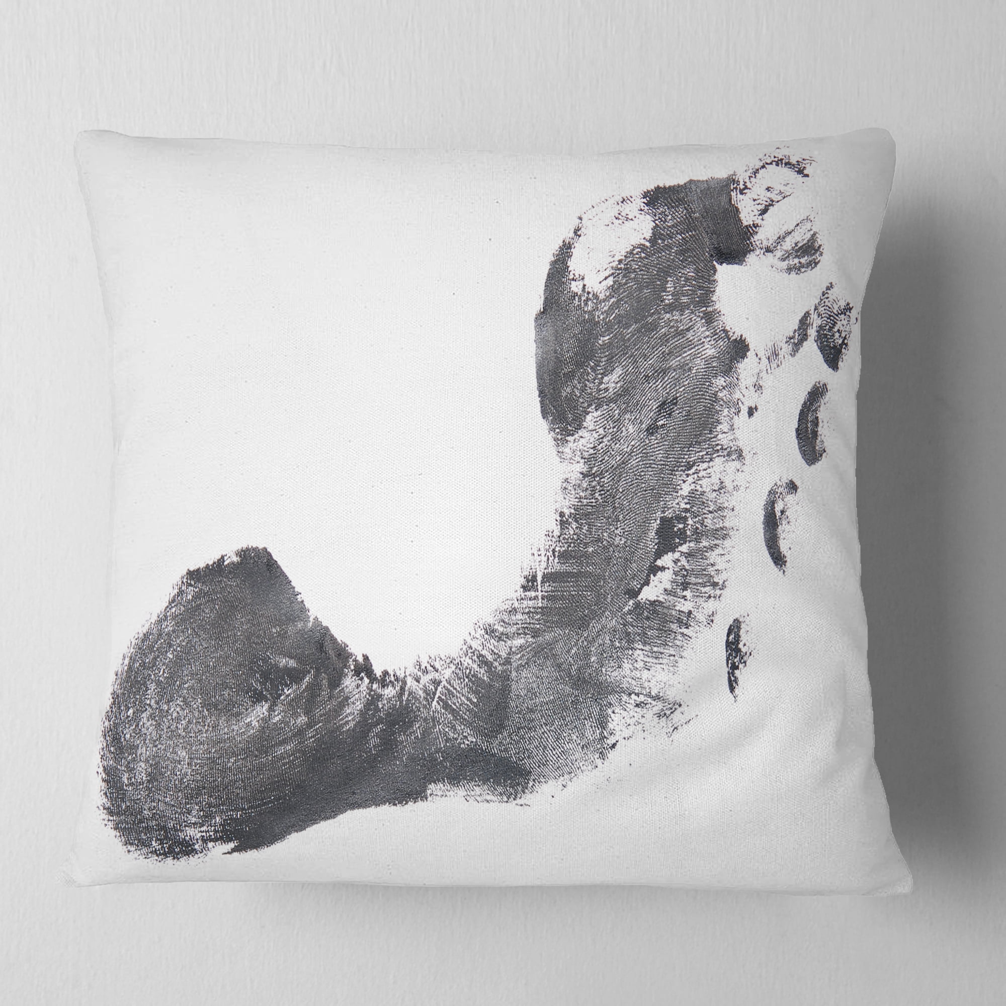 Designart Black and White Footprint Design - Portrait Throw Pillow - 18x18