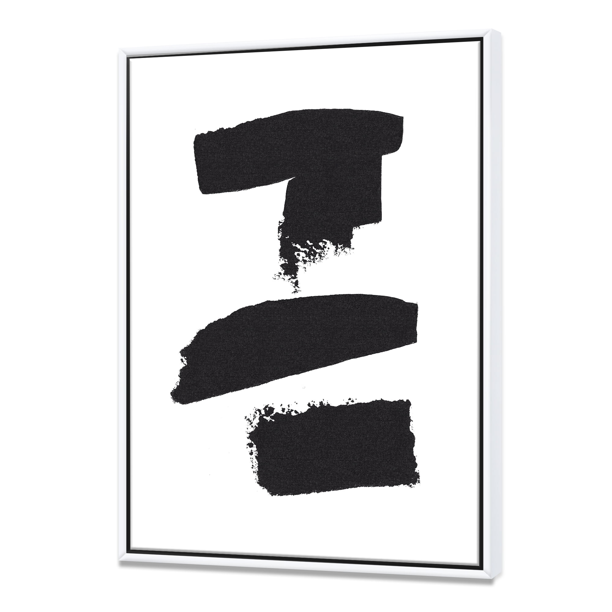Designart ' Black and White Geometric Company I ' MidCentury Modern Framed Canvas