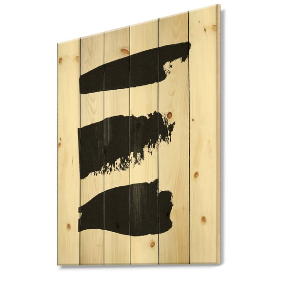 Designart 'Black and White Geometric Company II' Mid-Century Modern Print on Natural Pine Wood