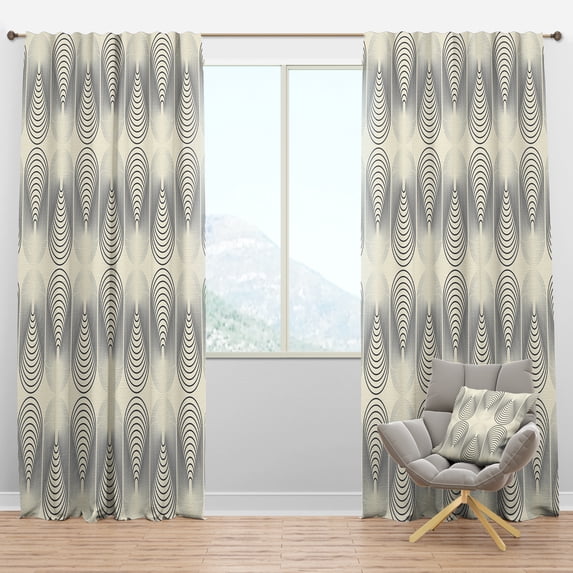 Designart 'Black and White Geometric Pattern IV' Mid-Century Modern Blackout Curtain Panel