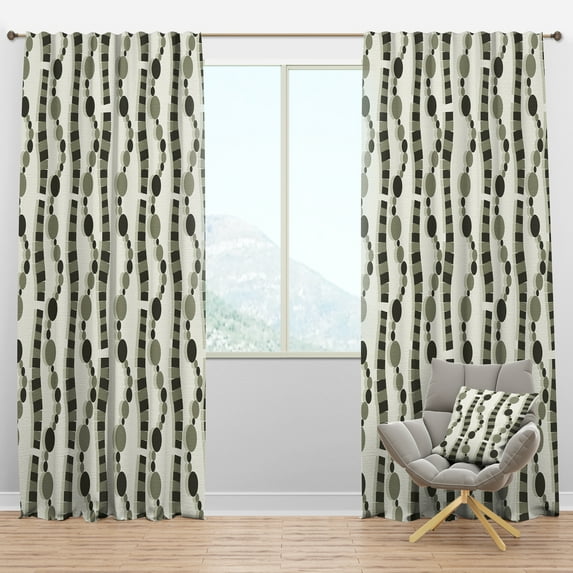 Designart 'Black and White Geometric Pattern VI' Mid-Century Modern Blackout Curtain Panel