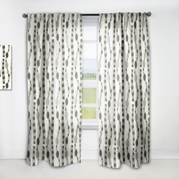 Designart 'Black and White Geometric Pattern VI' Mid-Century Modern Curtain Panel