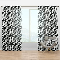 Designart 'Black and White Geometric Pattern VII' Mid-Century Modern Curtain Panel