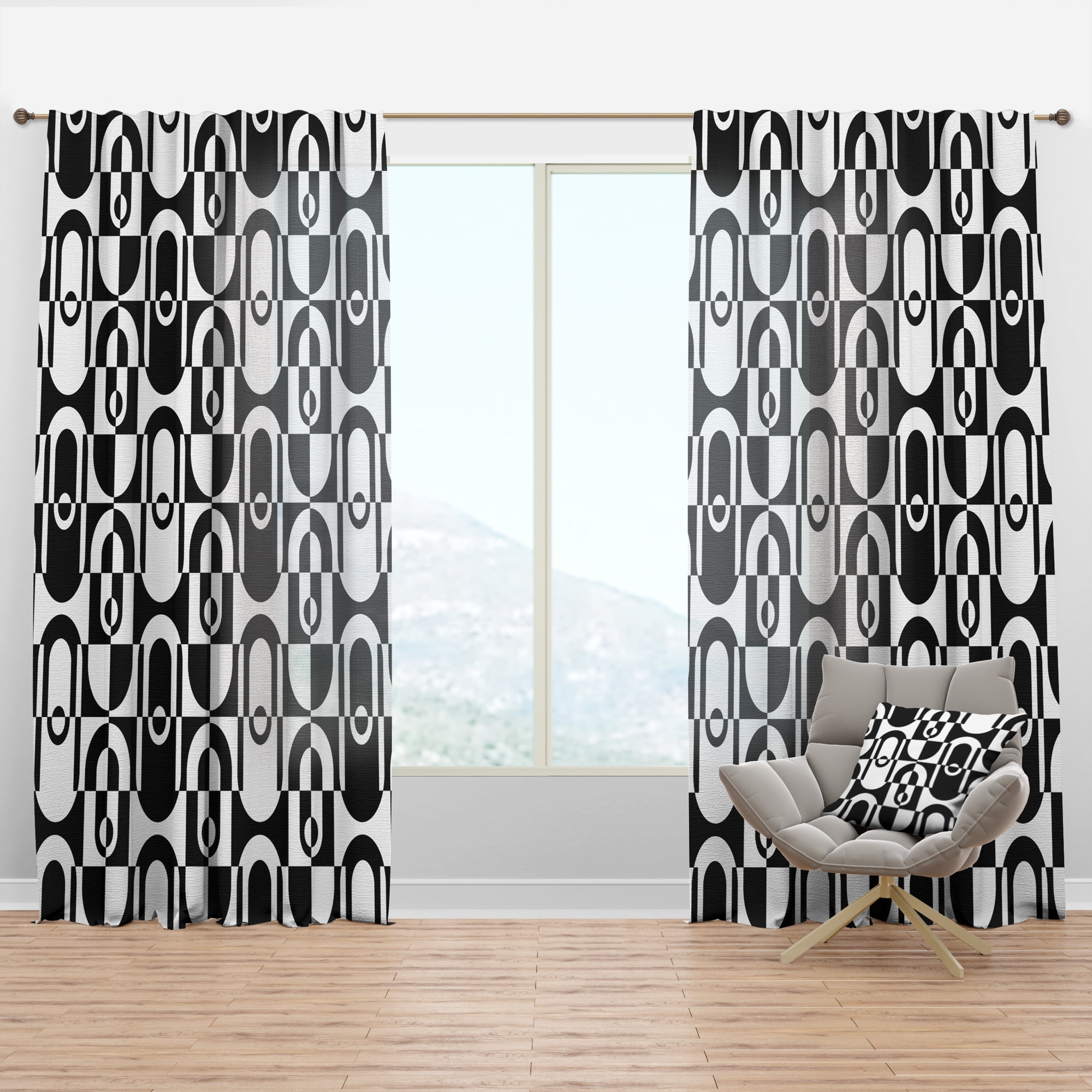 Designart 'Black and White Geometric Pattern VIII' MidCentury Modern