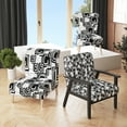 thumbnail image 1 of Designart "Black and White Geometric" Upholstered Patterned Accent Chair and Arm Chair, 1 of 5