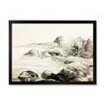 thumbnail image 1 of Designart 'Black and White Lake Shore' Nautical & Coastal Framed Art Print, 1 of 4