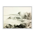 thumbnail image 1 of Designart 'Black and White Lake Shore' Nautical & Coastal Framed Canvas Wall Art Print, 1 of 5