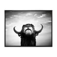 thumbnail image 1 of Designart 'Black and White Portrait Of A Spanish Bull I' Farmhouse Framed Canvas Wall Art Print, 1 of 5
