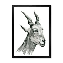 Designart 'Black and White Portrait Of Goat I' Farmhouse Framed Art Print