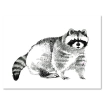 Designart ' Black and White Portrait Of Raccoon ' Farmhouse Canvas Wall Art Print