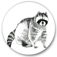 thumbnail image 1 of Designart 'Black and White Portrait Of Raccoon' Farmhouse Circle Metal Wall Art 23x23 - Disc of 23, 1 of 5