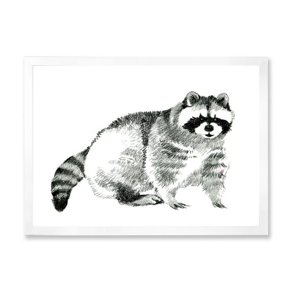 Designart 'Black and White Portrait Of Raccoon' Farmhouse Framed Art Print