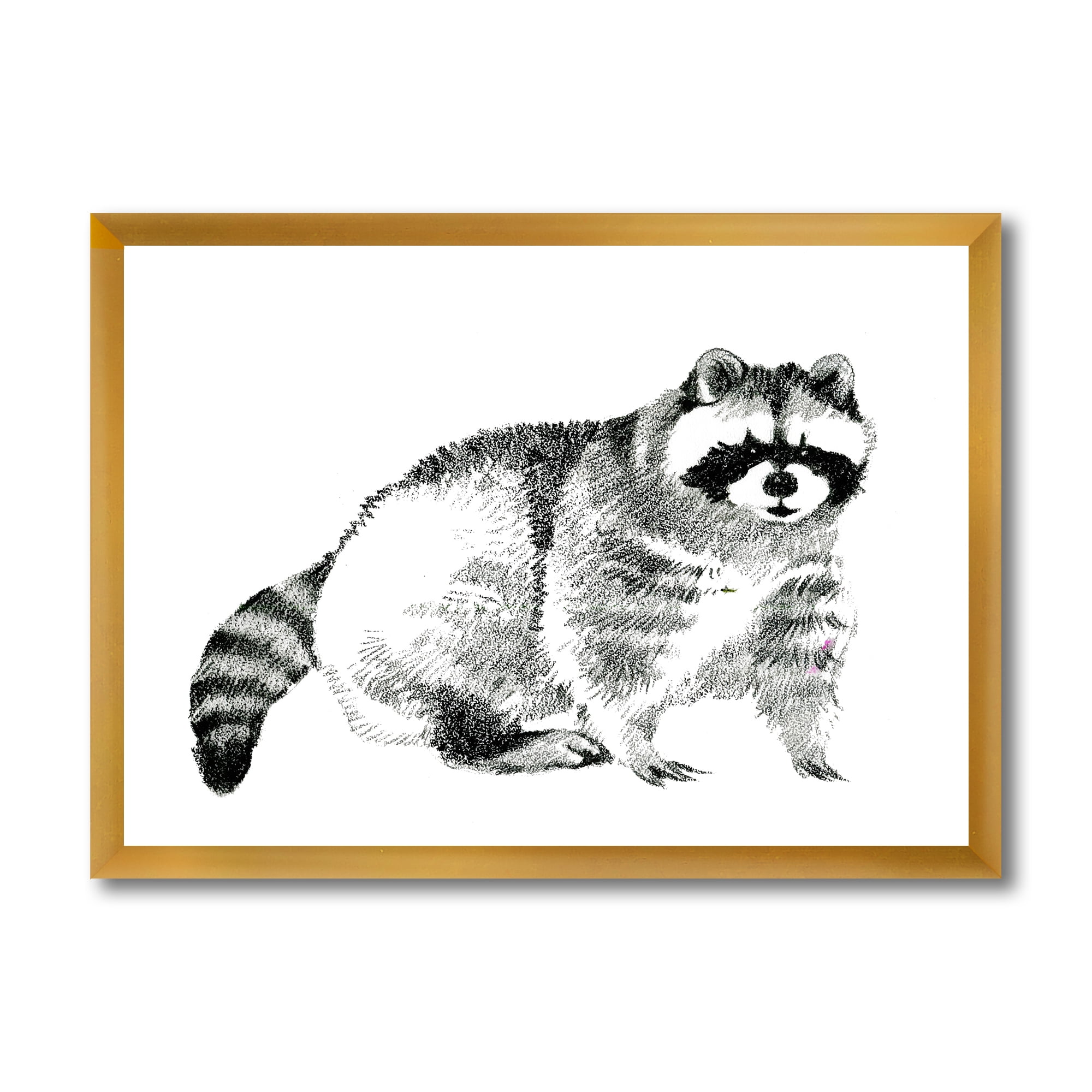 Designart 'Black and White Portrait Of Raccoon' Farmhouse Framed Art Print