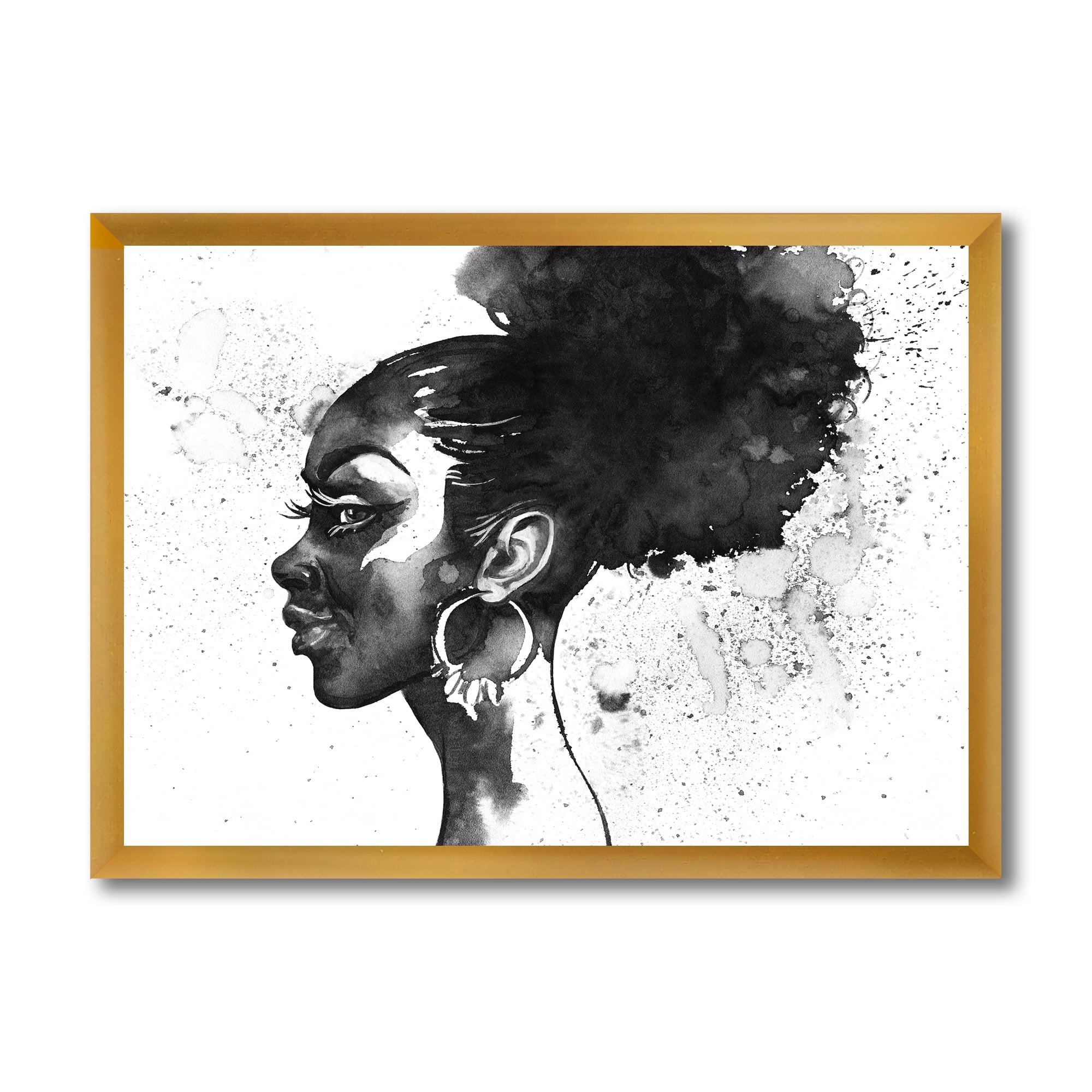 Designart 'Black and White Portrait of African American Woman I' Modern Framed Art Print
