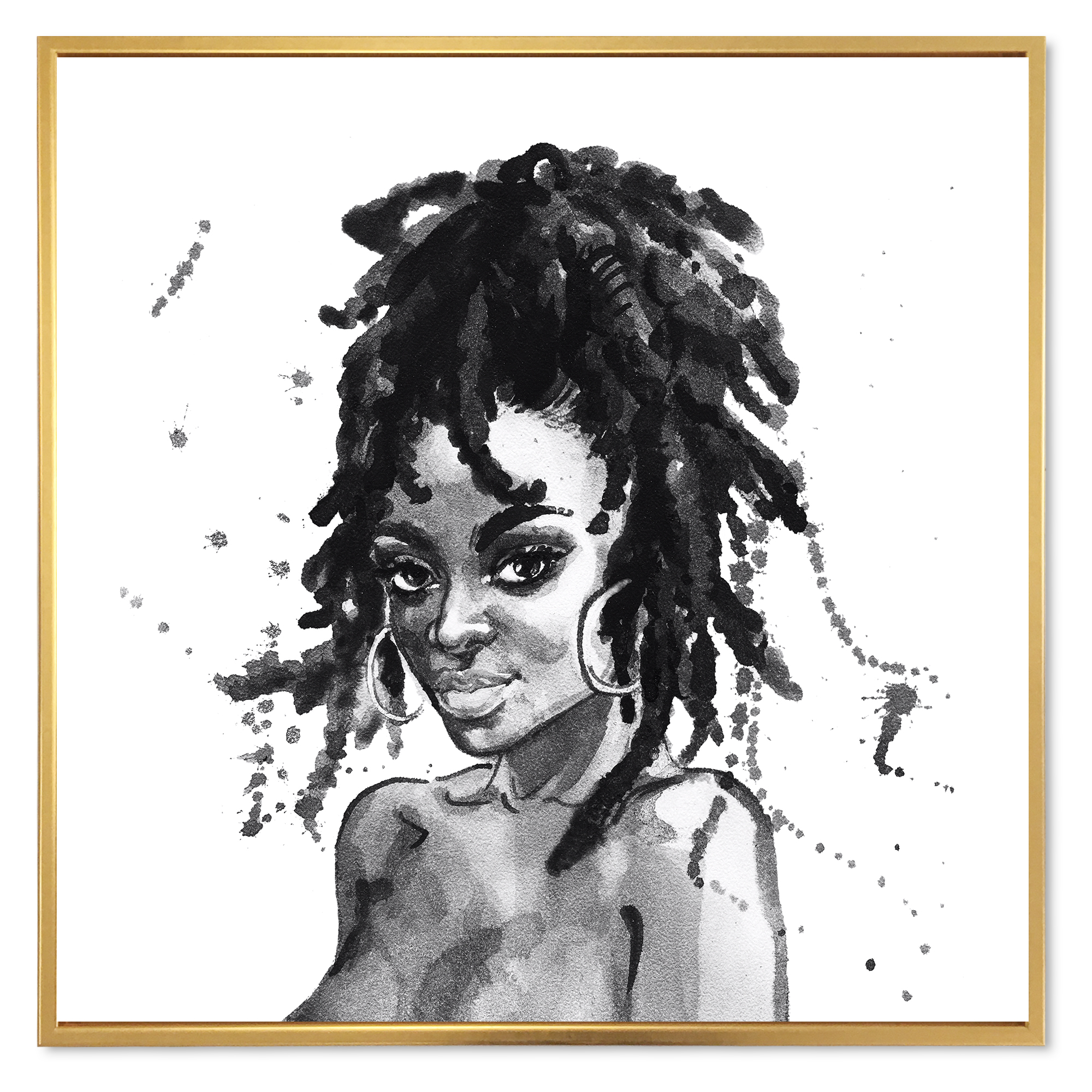 Designart 'Black and White Portrait of African American Woman II' Modern Framed Canvas Wall Art Print