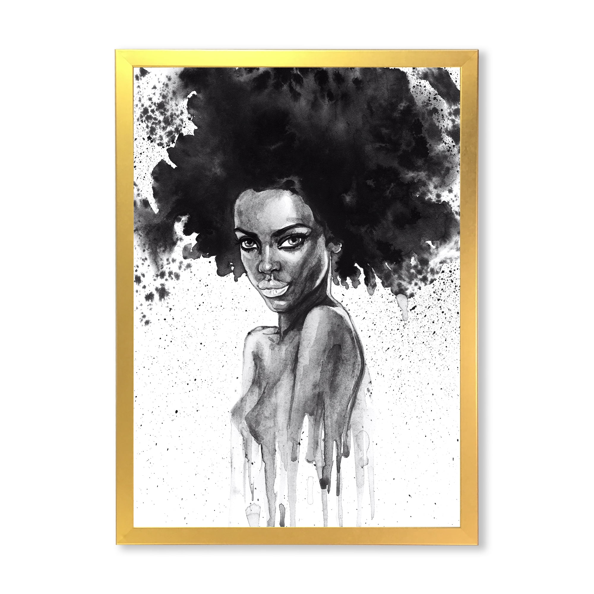 Designart 'Black and White Portrait of African American Woman III' Modern Framed Art Print