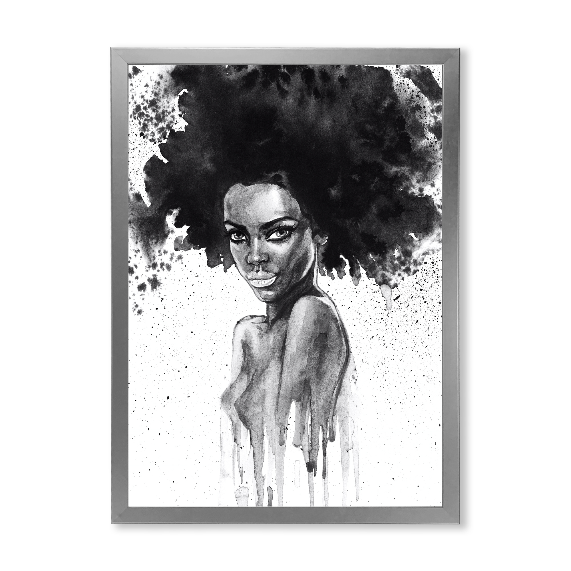 Designart 'Black and White Portrait of African American Woman III' Modern Framed Art Print