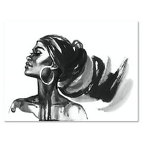Designart ' Black and White Portrait of African American Woman IV ' Modern Canvas Wall Art Print