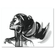Designart Black and White Portrait of African American Woman IV Modern Canvas Wall Art Print